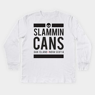 Slammin Cans Oak Island Skull Funny Gift Product - Black Kids Long Sleeve T-Shirt